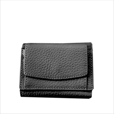 スキミング防止本牛革ミニウォレット ブラック