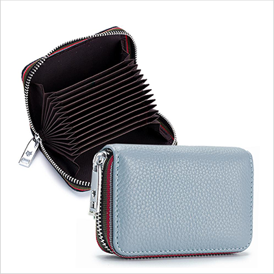 イタリアーノ本革カードケース（スキミング防止機能付き）アッシュライトブルー