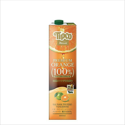 Tipco プレミアムオレンジ100％ストレートジュース 1L×12本